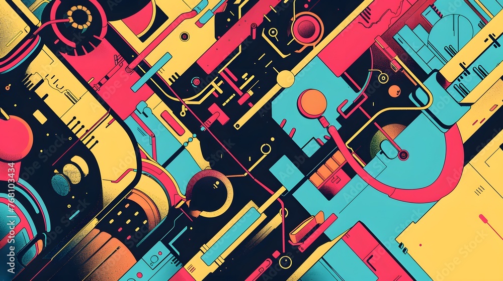 A vivid depiction of technology's essence through abstract expression. A vivid depiction of technology's essence through abstract expression.