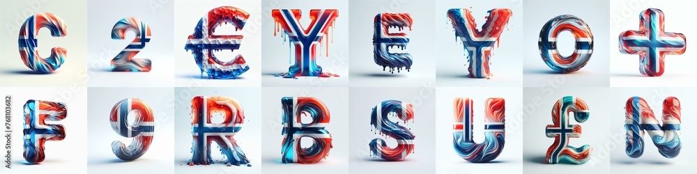 Naklejka premium Norway flag colors lettering. AI generated illustration