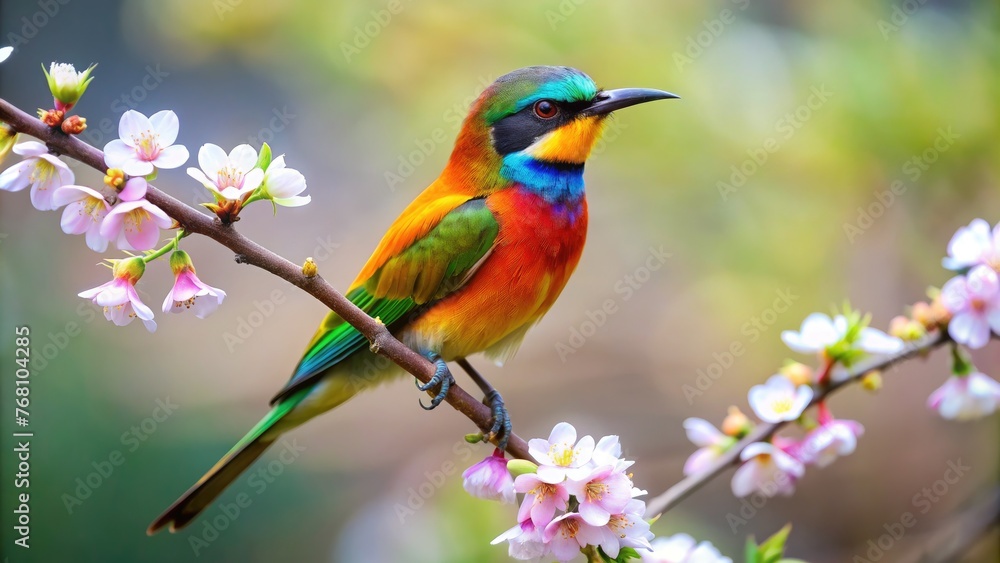 Obraz premium Bird on Cherry blossom