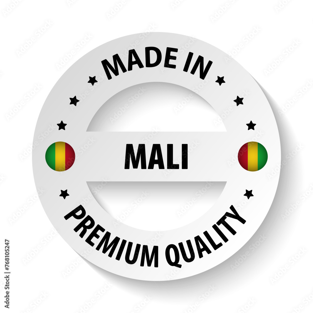 Made in Mali graphic and label. Made in Mali graphic and label.