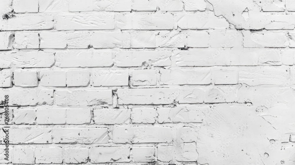 A pristine white brick wall with subtle hints of texture, exuding simplicity and elegance. - obrazy, fototapety, plakaty 