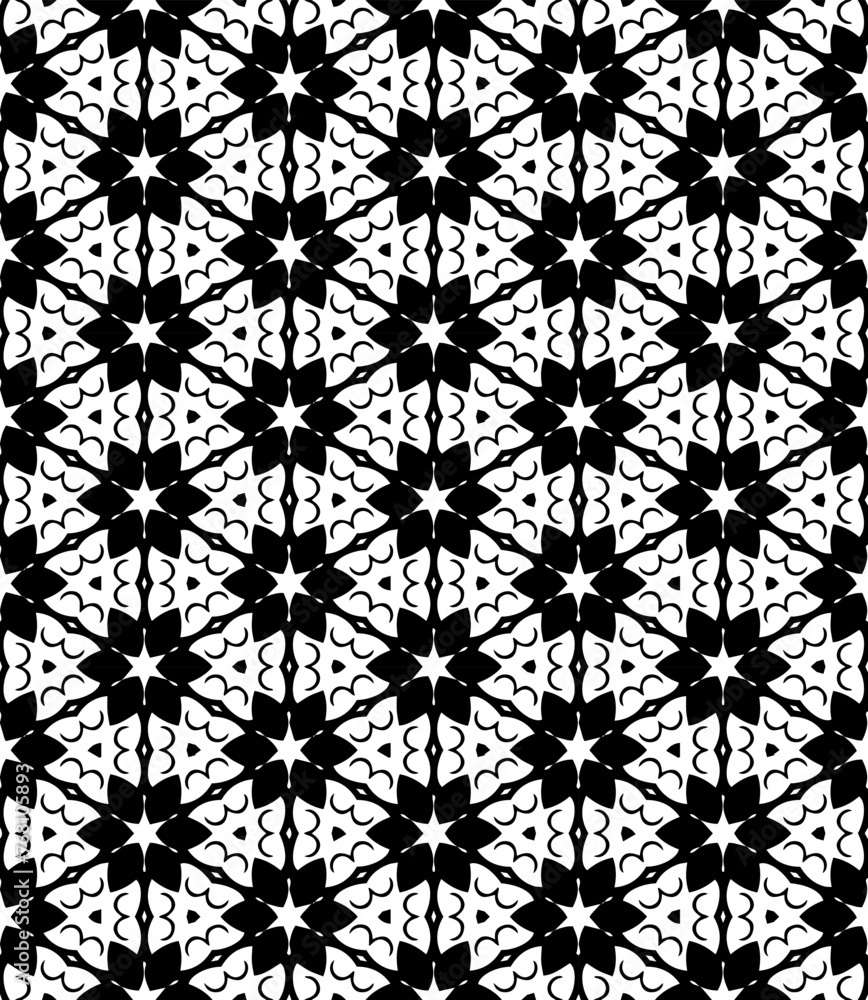 Fototapeta premium Black and white seamless abstract pattern. Background and backdrop. Grayscale ornamental design.