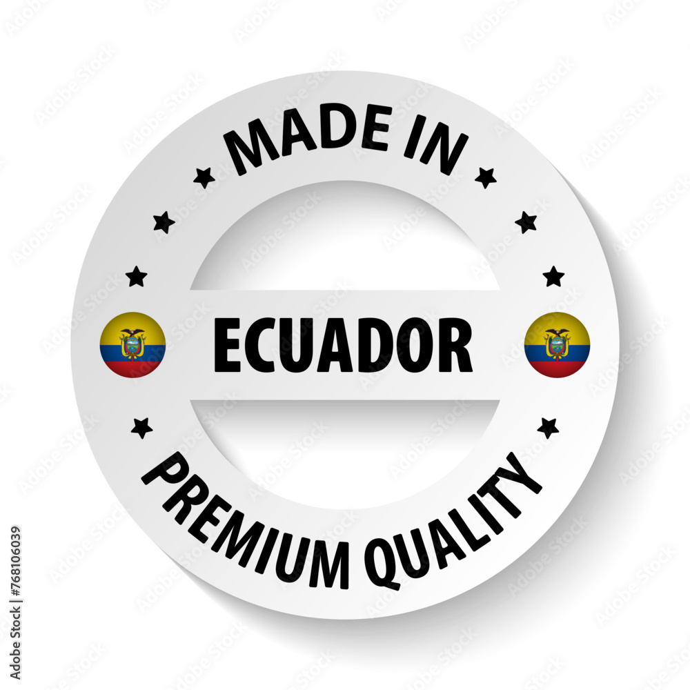Made in Ecuador graphic and label. Made in Ecuador graphic and label.