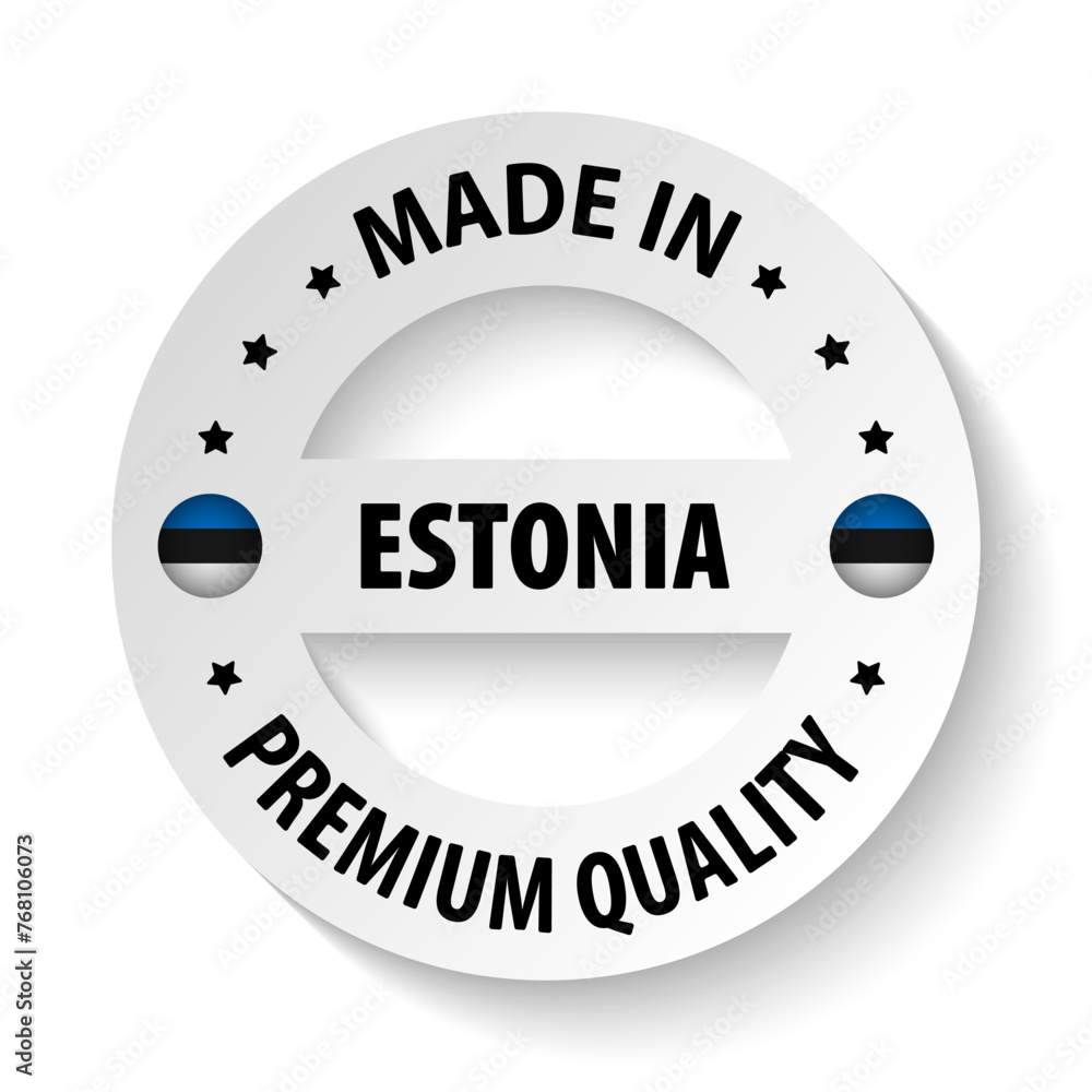 Made in Estonia graphic and label. Made in Estonia graphic and label.
