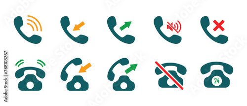 call icon set, collection of simple telephone designs for graphic needs, vector eps 10.