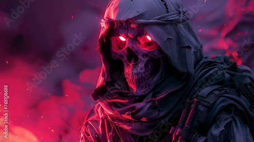  Cloaked skeleton infantry in anime style vector image photo