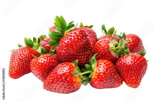 A bunch of red strawberries are piled on top of each other