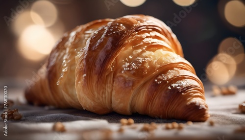 croissant on wooden table