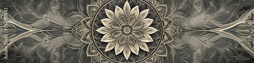 a hypnotic mandala against a pewter gray backdrop, highlighting the delicate details and neutral tones in breathtaking high-definition.