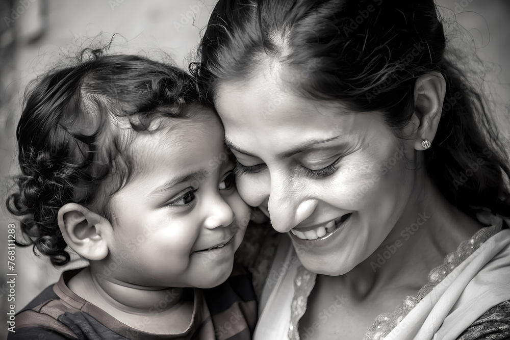 close up photo of smiling indian mom holding her little son in love happy mothers day close up photo of smiling indian mom holding her little son in love happy mothers day