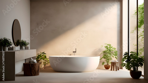 minimalist bathroom, minimalist bathroom with nature decoration, minimalist architecture #768111605