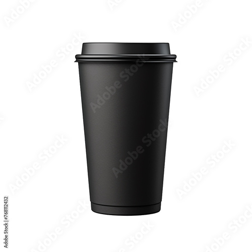 Black paper coffee cup isolated on transparent background