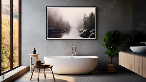minimalist bathroom, minimalist bathroom with nature decoration, minimalist architecture #768112817