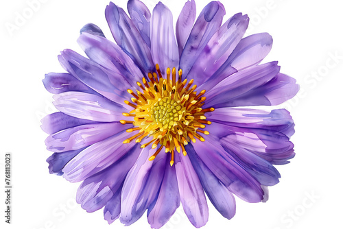 Purple Aster Watercolor, Vibrant Floral Art - Isolated on Transparent White Background PNG