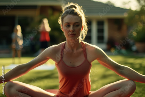 woman doing yoga exercise 