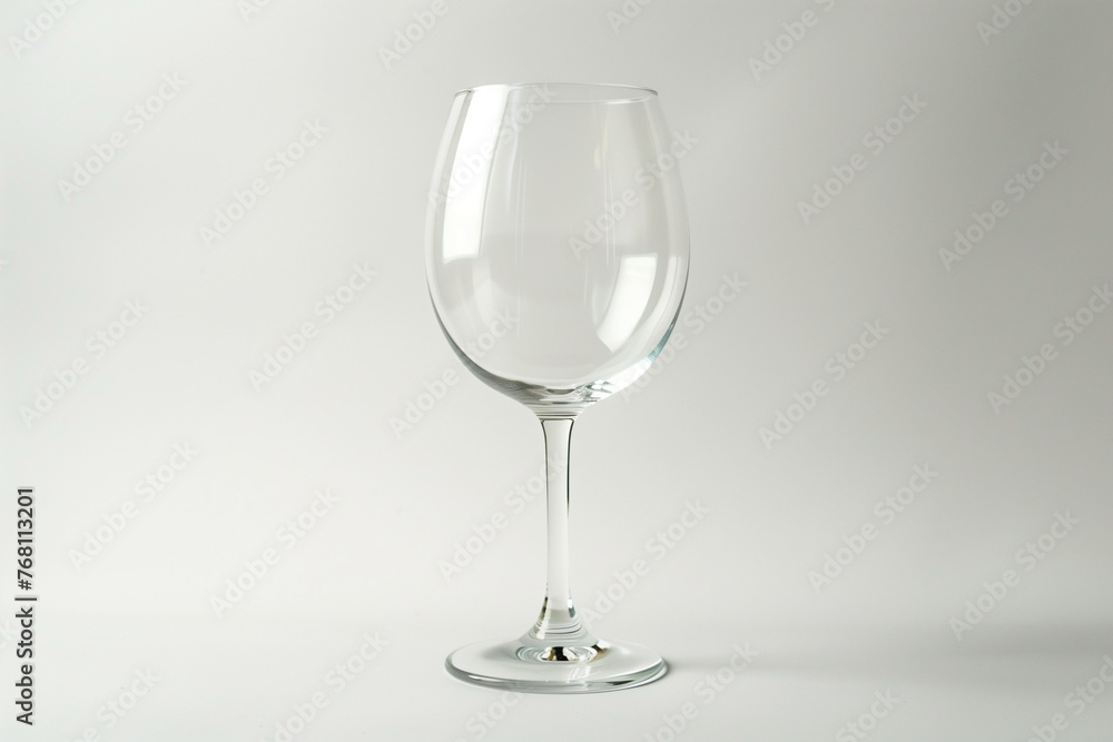 Empty wine glass against a white background