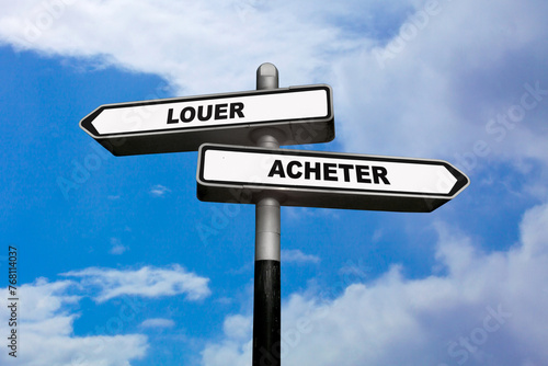 Rent or Buy - French direction signs © BreizhAtao