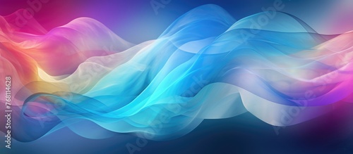 A dynamic and colorful wave bursts against a blue background in this vibrant painting. The vivid hues of the wave contrast beautifully with the calm backdrop, creating a sense of movement and energy.