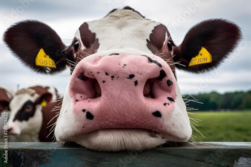 Macro shot Cows nose detail in farm environment