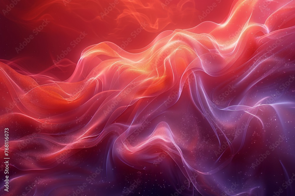 The Vibrant Dance of Red and Blue Waves in Abstract Art
