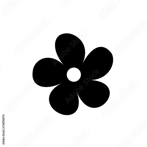 Black silhouette of watermelon flower isolated on white background. Vector illustration