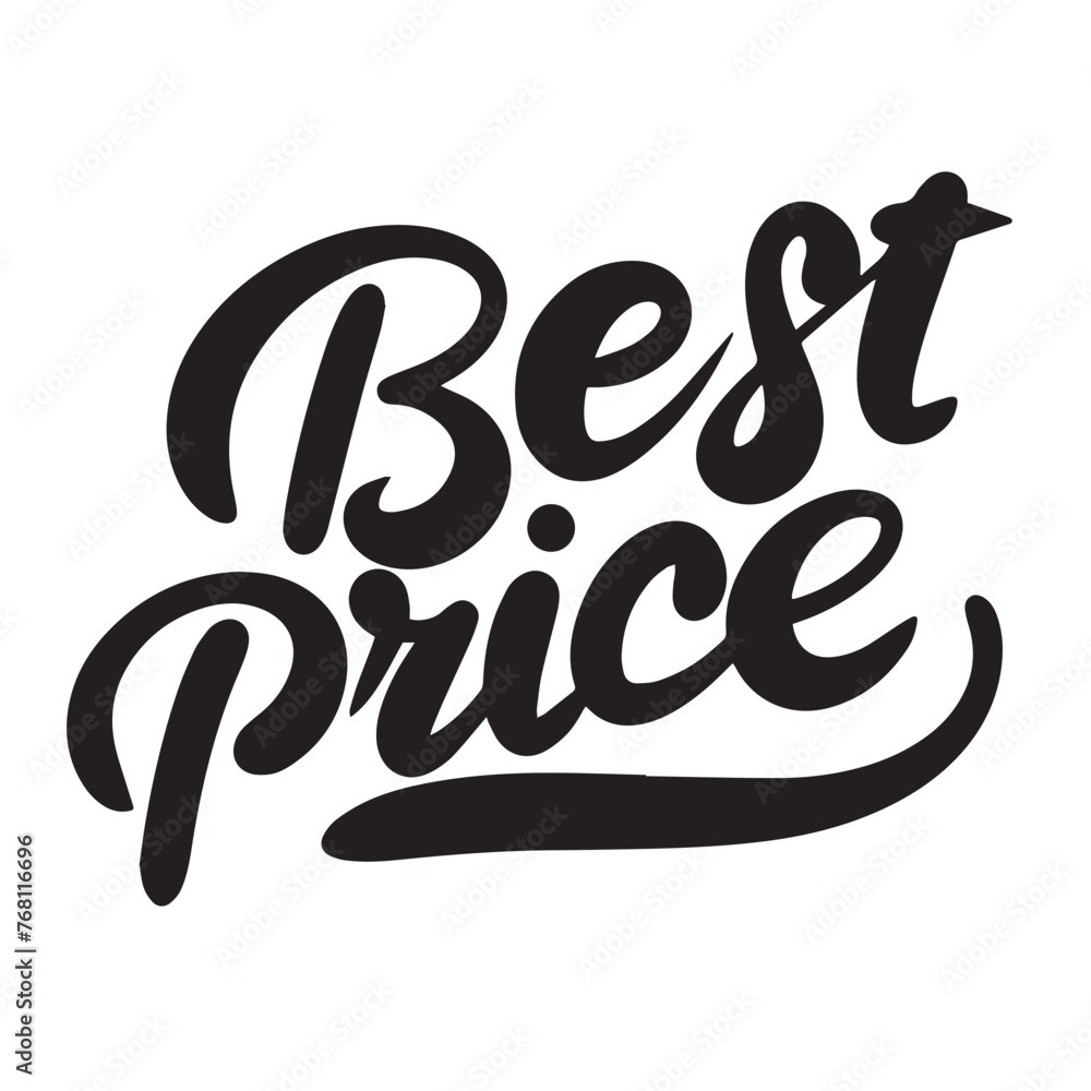 Obraz premium Best Price text isolated on transparent background in black color. Hand drawn vector art