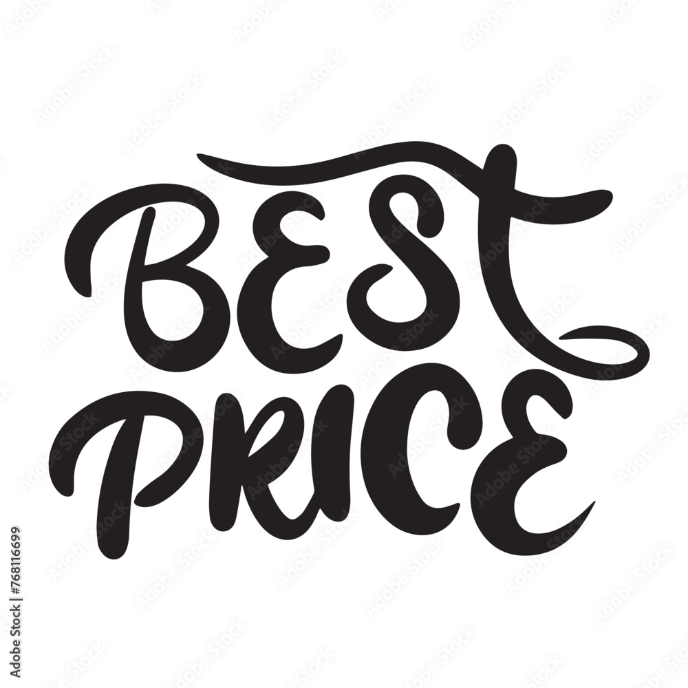 Best Price text isolated on transparent background in black color. Hand drawn vector art