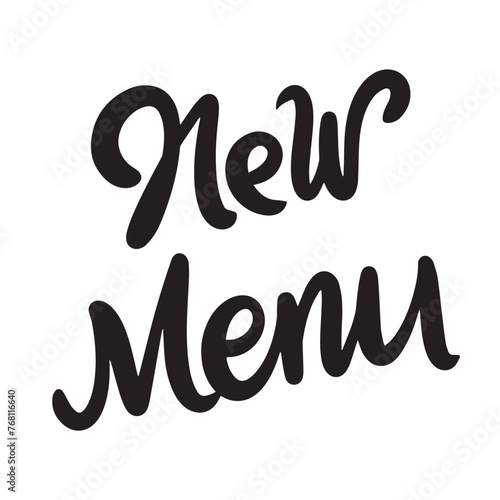 New Menu text isolated on transparent background in black color. Hand drawn vector art