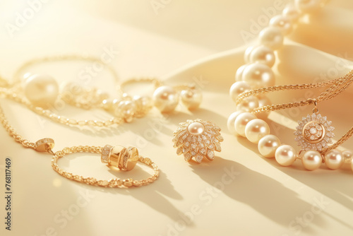 Beautiful jewellery made of gold and pearls