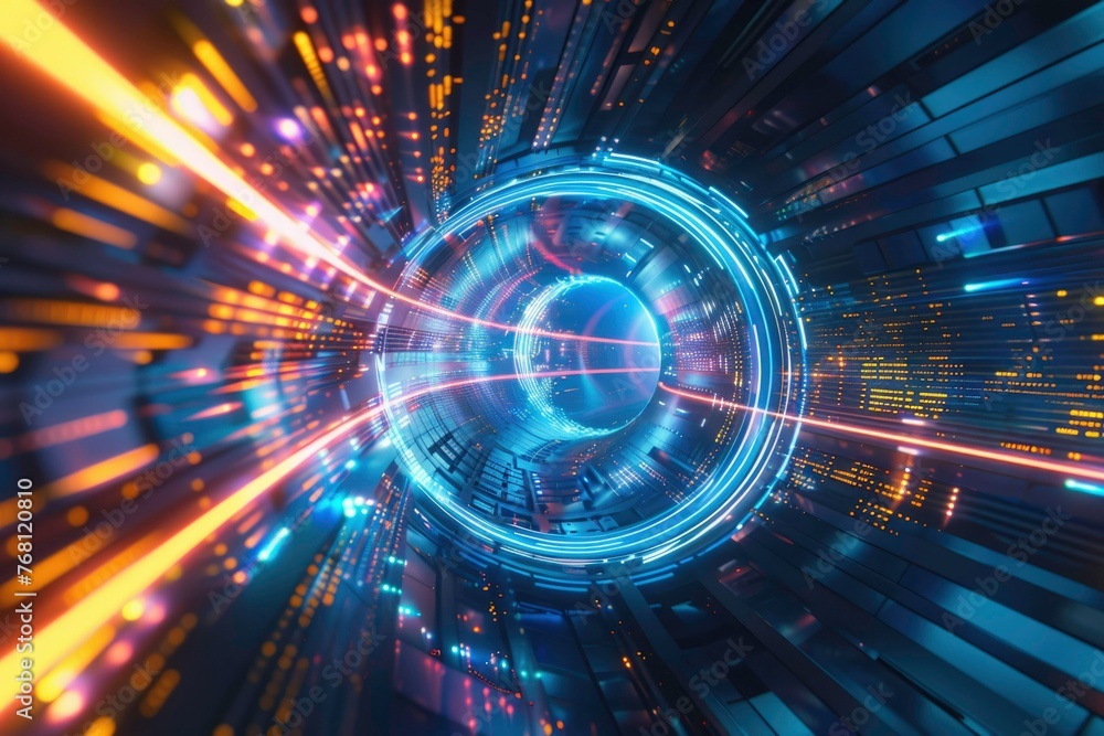 Obraz premium Hi tech time loop motion background.