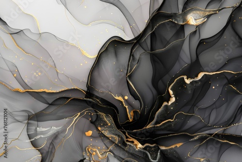 Abstract Painting in Gold and Black