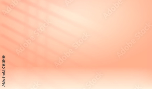 Pink color studio background. Abstract beige empty room with soft light for product. Simple peach backdrop. Line horizon. Gradient honey background. Texture blank wall and floor. Vector illustration