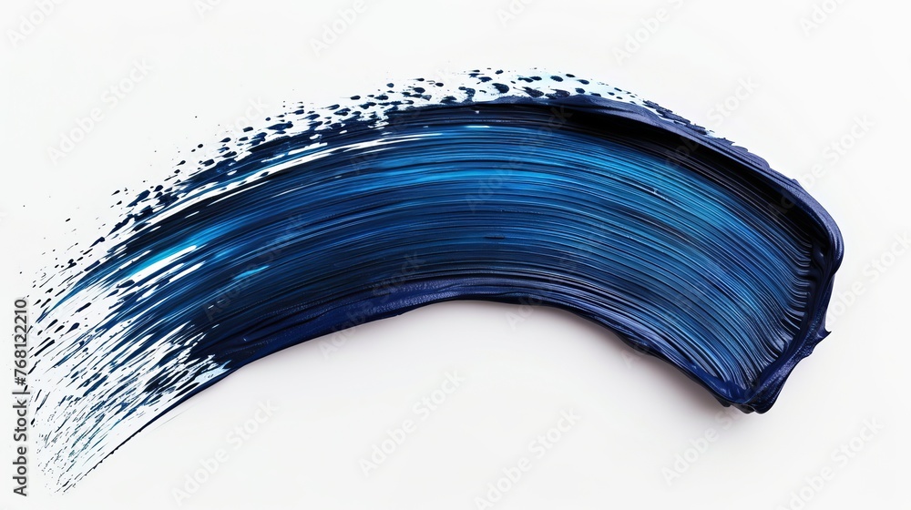 Blue paint stroke on white background, artistic design element for creativity and decoration