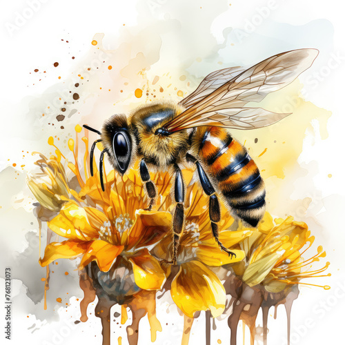 watercolor Honey Bee Sublimation clipart, Generative Ai