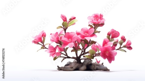 Desert rose or Ping Bignonia flower tree isolated on white, AI generated