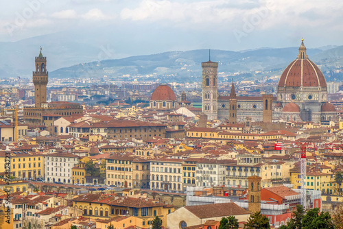 florence dome brunelleschi view from san miniato church photo
