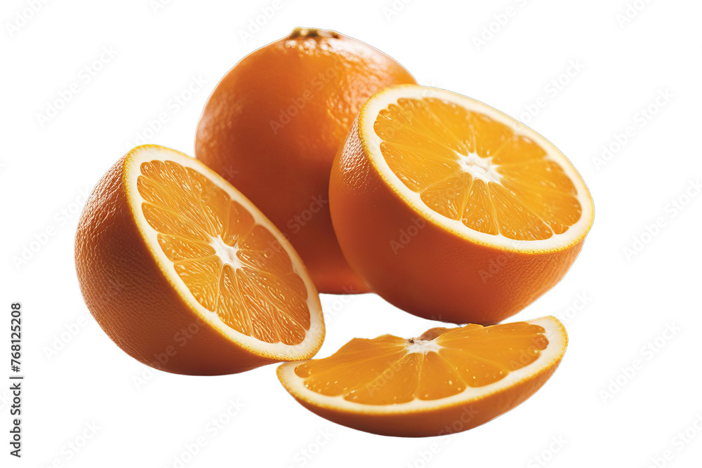 Two citrus background fruits half slice orange transparent cut fruit Orange white