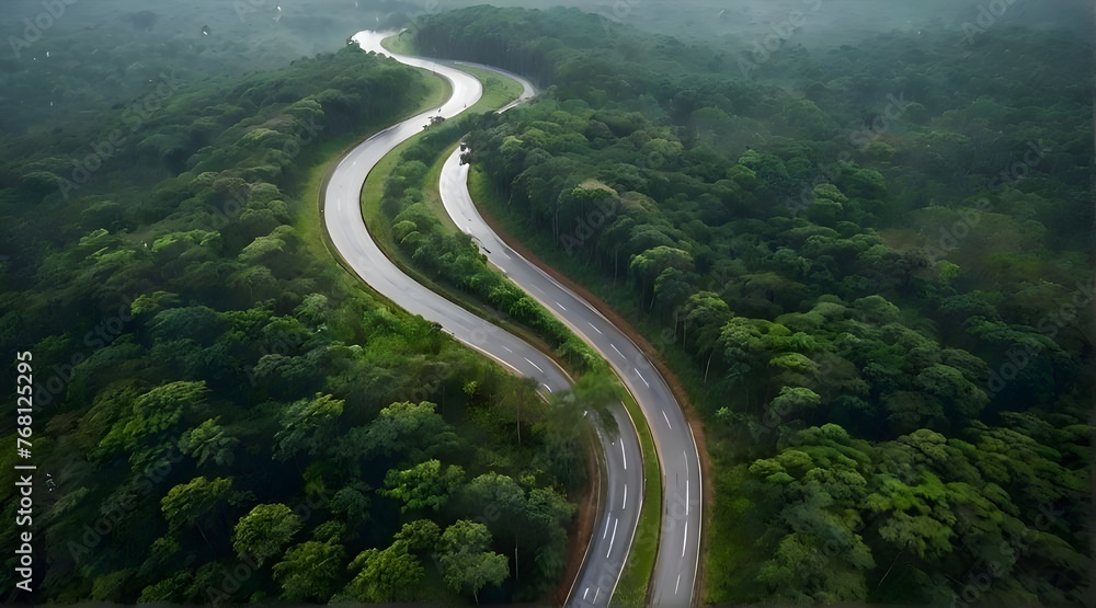 highway in the mountains, road in the mountains, road between trees, the beauty of forest due to road