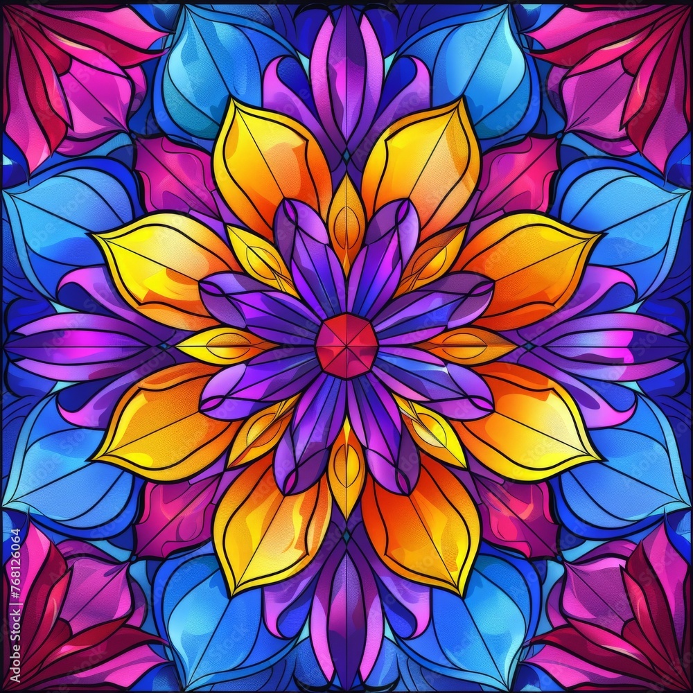 Colorful Flower in Stained Glass Colorful Flower in Stained Glass