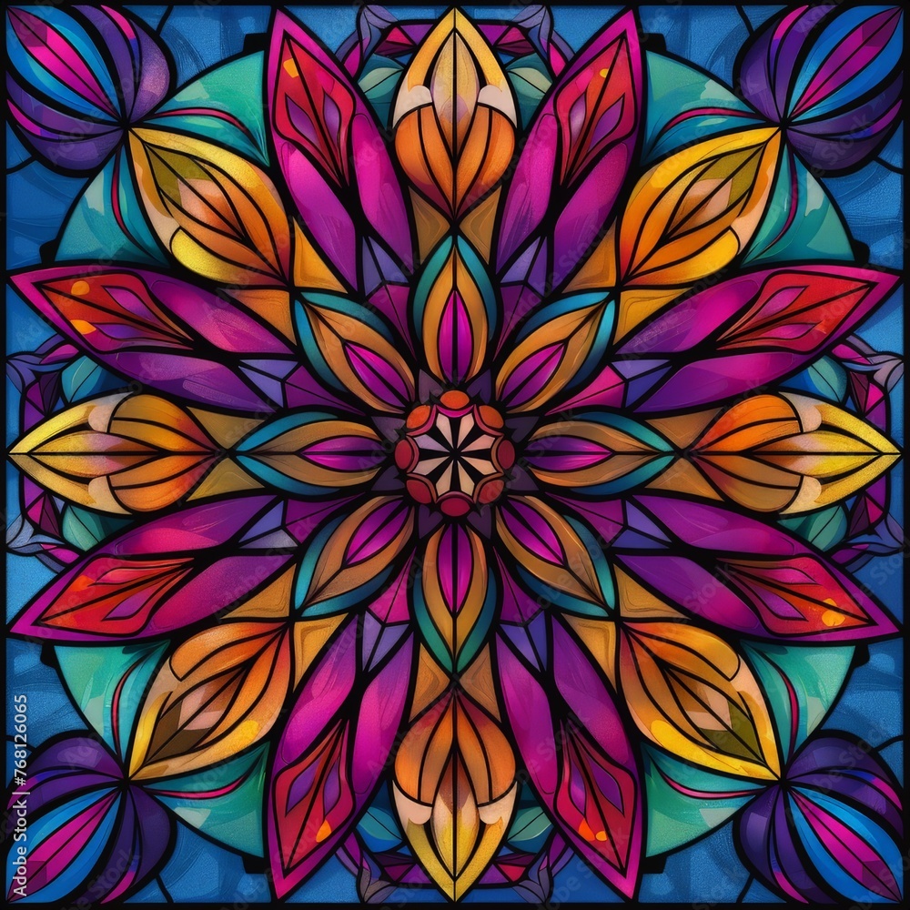 Colorful Flower Stained Glass Window Colorful Flower Stained Glass Window