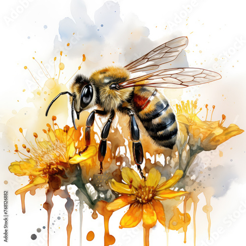 watercolor Honey Bee Sublimation clipart, Generative Ai © moondesigner