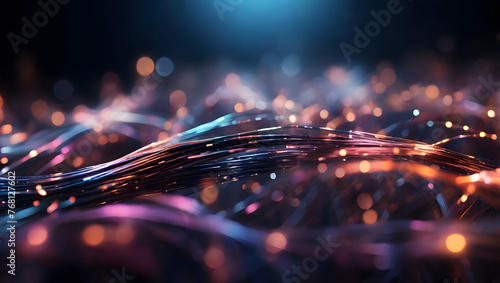 abstract background made of Blurred fiber optics strings 