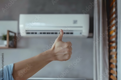 "Skilled Technician Installing Air Conditioner Indoors with Confidence and Expertise". Concept Indoor Installation, Air Conditioner, Skilled Technician, Confidence, Expertise