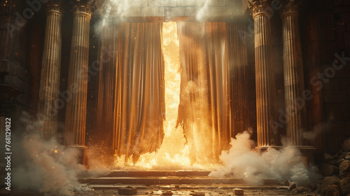 Dramatic depiction of the temple curtain tearing. © PhotoGranary