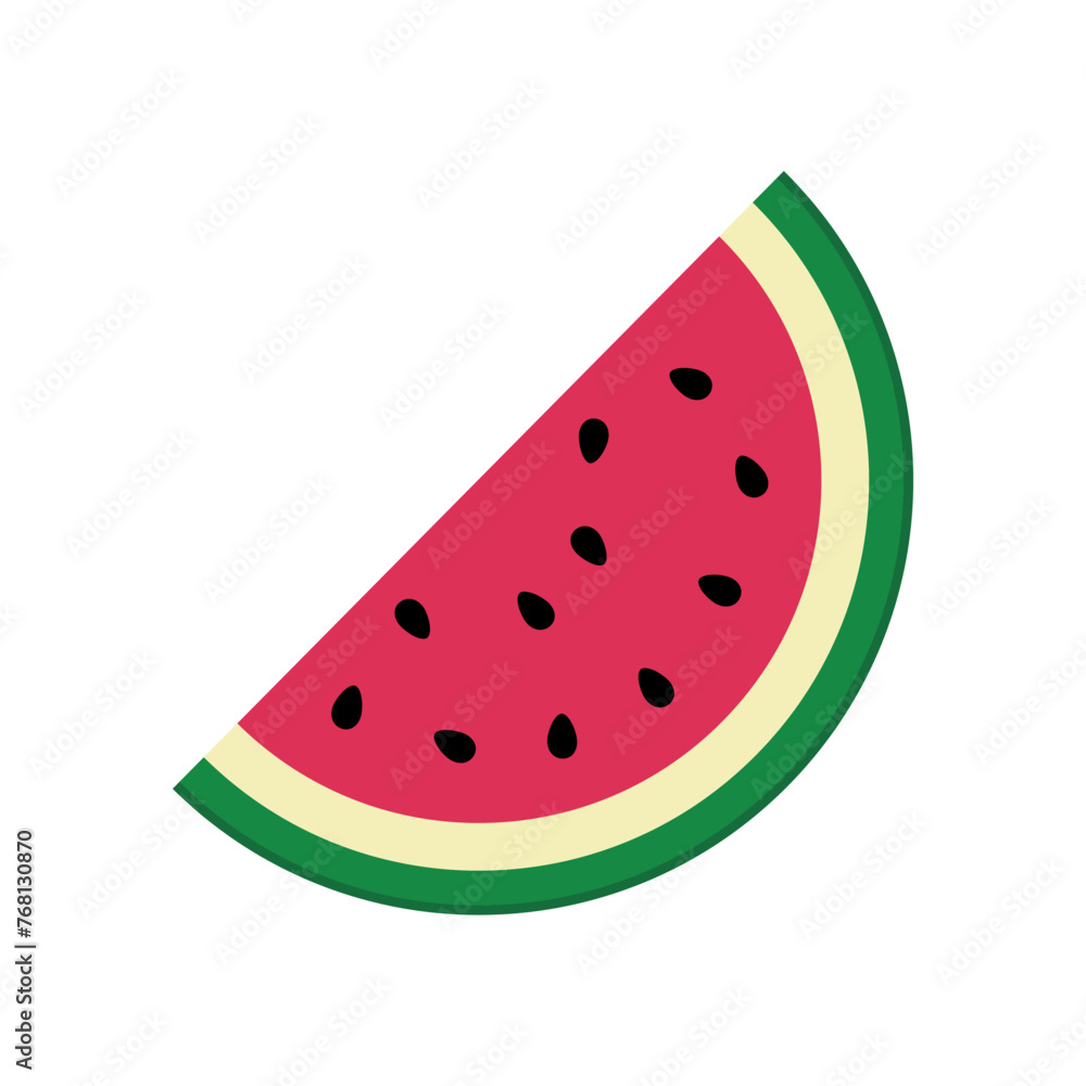 Colored slice of watermelon isolated on a white background. Vector illustration Colored slice of watermelon isolated on a white background. Vector illustration