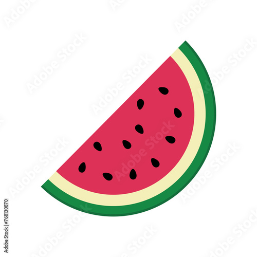 Colored slice of watermelon isolated on a white background. Vector illustration