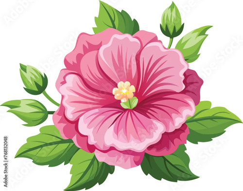 a-fresh-pink-hollyhock-flower-on-white-backgroun illustration.eps