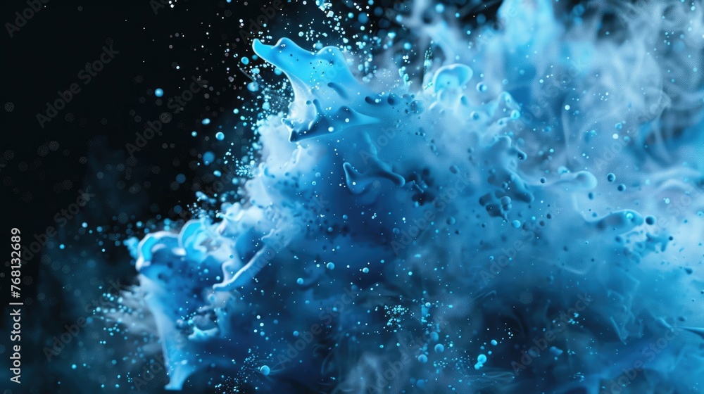 Slow Motion Blue Liquid Explosion in 3D Illustration with Alpha Channel, DOF, and Matte Mask Slow Motion Blue Liquid Explosion in 3D Illustration with Alpha Channel, DOF, and Matte Mask