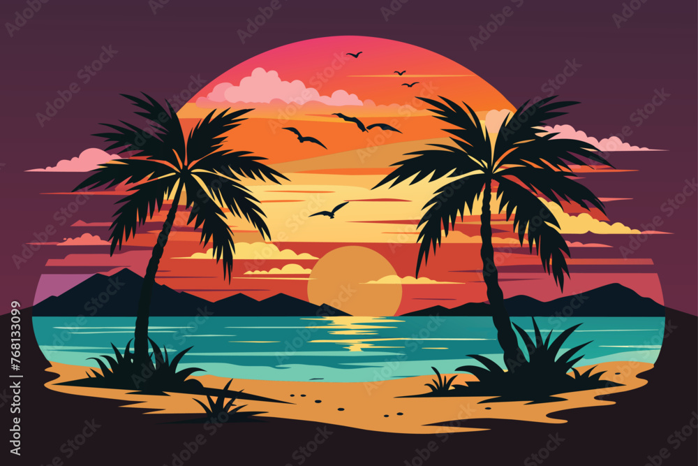 design-a-sunset-beach-scene-a-summer-t-shirt.eps