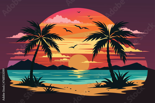 design-a-sunset-beach-scene-a-summer-t-shirt.eps